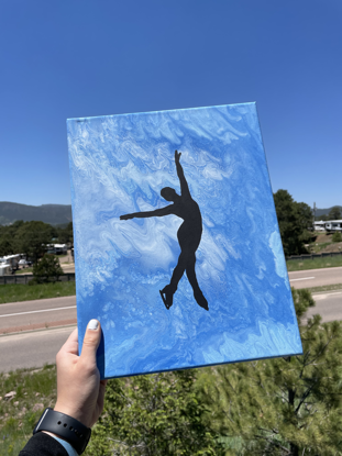 Picture of Blue Fluid Art Skater Canvas