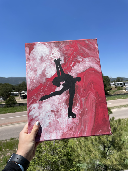 Picture of Red Fluid Art Skater Canvas