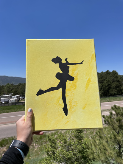 Picture of Yellow Fluid Art Skater Canvas